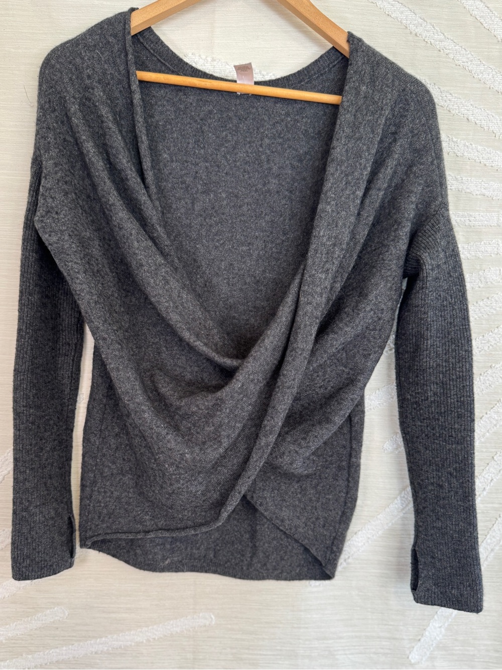 Athleta Women’s XS Finale Gray Wool Cashmere Draped Wrap Sweater - Picture 2 of 7